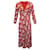 Autre Marque Rixo vestido maxi manga longa com decote em V em viscose com estampa floral vermelha Fibra de celulose  ref.953766