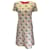 Louis Vuitton Elfenbein / Mohnrot / Schwarzes, kurzärmliges Kleid aus Wolle und Seide mit Monogramm-Logo-Print Mehrfarben  ref.954242