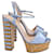Sandalias de plataforma con tira al tobillo de Gucci en cuero azul  ref.954849