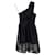 Self portrait Self-Portrait One-Shouldered Skater Dress in Black Polyester  ref.955017