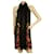 Roberto Cavalli Black Floral Printed 100% Silk Midi Dress Ruffled 40 Multiple colors  ref.955042