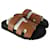 Hermès Hermes Chypre sandals in natural brown leather and black sole  ref.955062