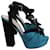 Miu Miu Platform Ankle Strap Sandals in Blue Satin  ref.955283