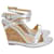 Jimmy Choo Strappy Wedge Heel Sandals in Silver Leather  Silvery  ref.955818