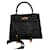 Hermès Hermes schwarz glänzende Eidechse Sellier Kelly 25 Exotisches Leder  ref.956586