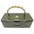 VINTAGE CHANEL VANITY TOILETRY BAG IN PATENT QUILTED LEATHER CASE BAG Khaki Patent leather  ref.956779