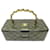 VINTAGE SAC TROUSSE DE TOILETTE CHANEL VANITY EN CUIR MATELASSE VERNIS CASE BAG Cuir vernis Kaki  ref.956779