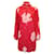 Mini abito Ganni in poliestere rosso con volant e stampa corallo  ref.956783
