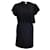 Vestido negro fruncido de satén de seda y crepé de manga corta de Ellery  ref.956970