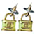 Chanel CC B18P Logo Iridescent Green Padlock Enamel Earrings RARE box tag Metal  ref.957091