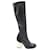 Timeless Chanel Chain Detail Knee High Boots in Navy Blue Calfskin Leather Pony-style calfskin  ref.957766