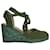 Stuart Weitzman Marguerita Espadrille Wedge Sandals in Green Canvas Cloth  ref.957804