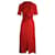 Vestido midi jacquard floral de bolinhas com recorte Maje em viscose vermelha Vermelho Fibra de celulose  ref.958033