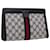 GUCCI GG Canvas Sherry Line Clutch Bag Gray Red Navy 64.014.2125.23 auth 44752 Grey Navy blue  ref.958466