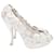 Chanel SS10 3D Camellia Embellished Heels White Leather Satin  ref.959586