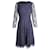 Burberry Sheer Sleeve Midi Dress in Navy Blue Cotton Lace  ref.960069