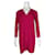 Vanessa Bruno Long Sleeve V-Neck Dress in Magenta Acetate Pink Cellulose fibre  ref.960106