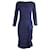 Moschino Vestido midi com babados em lã azul marinho  ref.960137