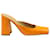 Bottega Veneta Square Toe Block Heel Mules in Orange Patent Leather  ref.960171