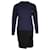 Sacai Textured Knit Side Slit Mini Dress in Navy Blue and Black Wool  ref.960283
