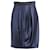 Valentino Garavani Valentino Jupe mi-longue plissée sur le devant en soie bleu marine  ref.960309