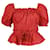Ulla Johnson Evita Blouse froncée à pompons en coton rouge  ref.960389