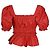 Ulla Johnson Evita Camicetta arricciata con nappe in cotone rosso - vista 3