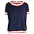 Moncler T-Shirt mit Rippenbesatz aus marineblauer Baumwolle  ref.960428