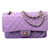 ¡Impresionante Chanel acolchado de piel de cordero lila claro púrpura clásico atemporal mediano bolso con solapa forrado con herrajes de oro mate Champaign! Cuero  ref.961730