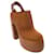 Casadei Brown Kentucky Chunky Plataforma de madera Zapatos de cuero de gamuza de tacón ultra alto Castaño Suecia  ref.962471