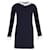 Minivestido recto en lana azul marino con ribete de bordado inglés de Victoria Beckham  ref.962546