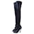 Chanel Black Leather Camellia Wedge Over The Knee Boots  ref.964552