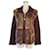 ***Yves Saint Laurent Wool Fur Rib Knit Cardigan Jacket Zip Up Jacket Brown  ref.965143