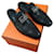 Hermès Misura degli zoccoli Vincennes 40 Nero Pelle  ref.965836