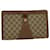 GUCCI GG Canvas Web Sherry Line Clutch Bag PVC Leather Beige Red Auth 45600  ref.965864