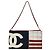 CHANEL Chain Choco Bar Umhängetasche Canvas Marine Silber Rot CC Auth 45611 Marineblau - Ansicht 2