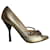 Zapatos de tacón peep toe con tacón adornado con cristales de Prada en cuero dorado  ref.967046