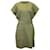 Vestido utilitario Theory con cuello redondo en lino verde Verde oliva  ref.967106