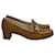 Salvatore Ferragamo Gancini Low Block Heel Loafers in Brown Leather  ref.967338