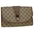 GUCCI GG Canvas Web Sherry Line Clutch Bag PVC Leather Beige Red Auth 45602  ref.967449