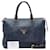 Vitello Bolso de mano de cuero Prada, bolso de hombro 2WAY 1BA063 en azul marino y dorado en muy buen estado  ref.967730