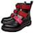 ****VALENTINO GARAVANI Strap Anytime Boots Black Pink Dark red Leather  ref.968111