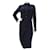 Chanel 12Un vestido de lana azul marino de manga larga con logo CC Viscosa  ref.970268