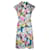 Erdem Buttoned Summer Dress in Floral Print Silk Blue  ref.970603