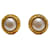 *** CHANEL perla falsa aquí marca pendientes Blanco Dorado Chapado en oro  ref.971396