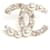 Chanel 2022 diamantes e pérolas CC Dourado Metal  ref.971482