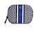 Tory Burch Blue White Chain Pattern Canvas Zipper Clutch Handbag Toiletry Bag Plastic  ref.972079