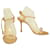 Jimmy Choo Champagne Gold Satin Tie Ankle Tassel Sandals Slim Heel Shoes 39.5 Golden  ref.1000182