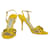 Jimmy Choo Rumer Slingback-Sandalen aus gelbem Leder mit Perlen und Riemchenabsätzen 40  ref.1000285