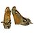 Lanvin Sake Pattern Canvas High Cork Heel Wedges Plateau Peep Pumps Schuhe 40